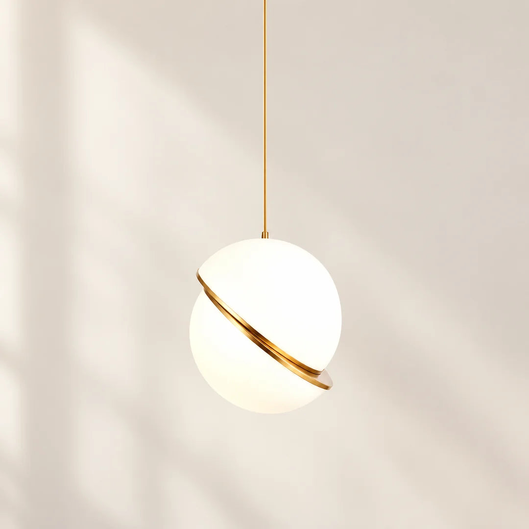 Banyue sliced-globe pendant with brass-tone band