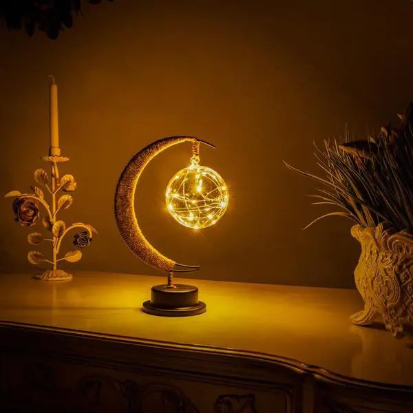 Moon lamp with textured lunar surface, view 2 of 7
