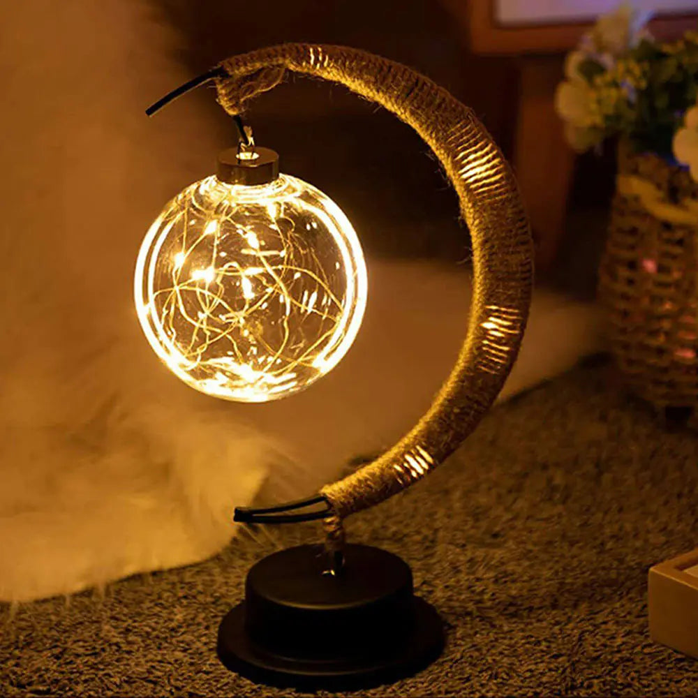 Moon lamp with textured lunar surface, view 4 of 7