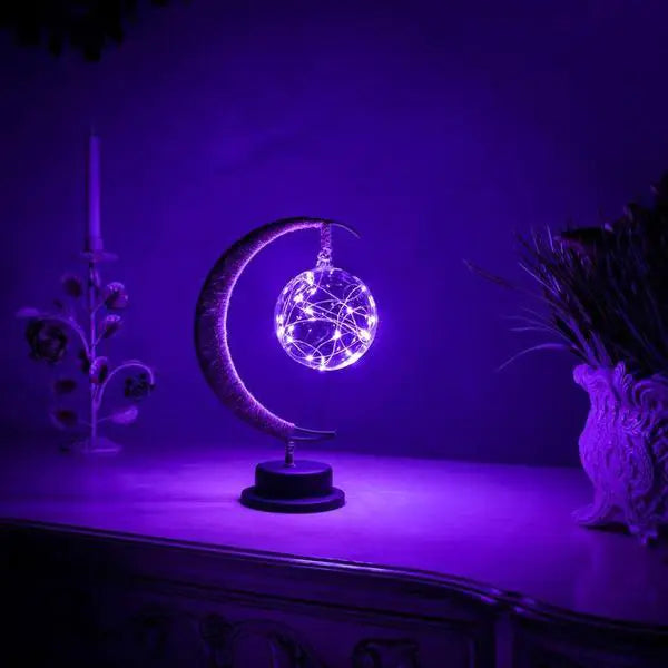 Moon lamp with textured lunar surface, view 3 of 7