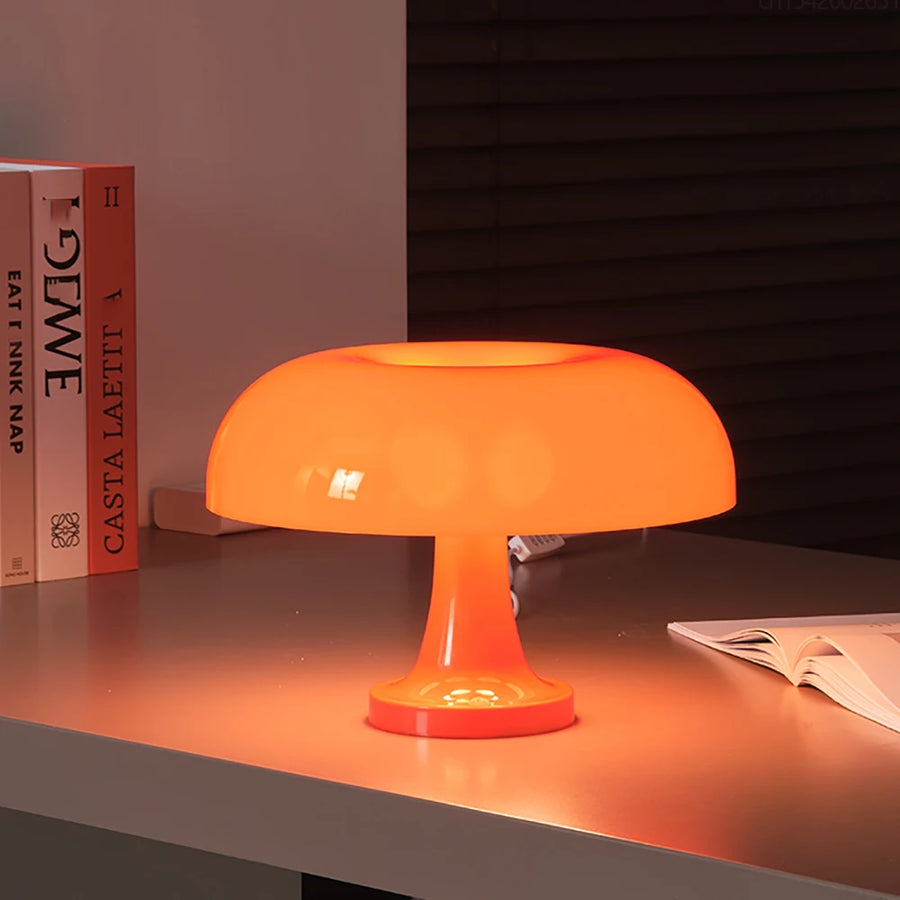 Mushroom table lamp with rounded shade, view 1 of 8