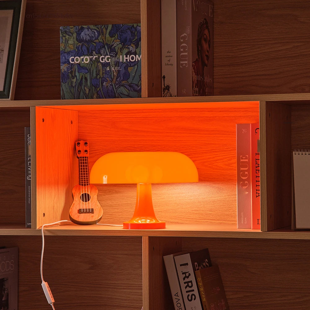Mushroom table lamp with rounded shade, view 4 of 8