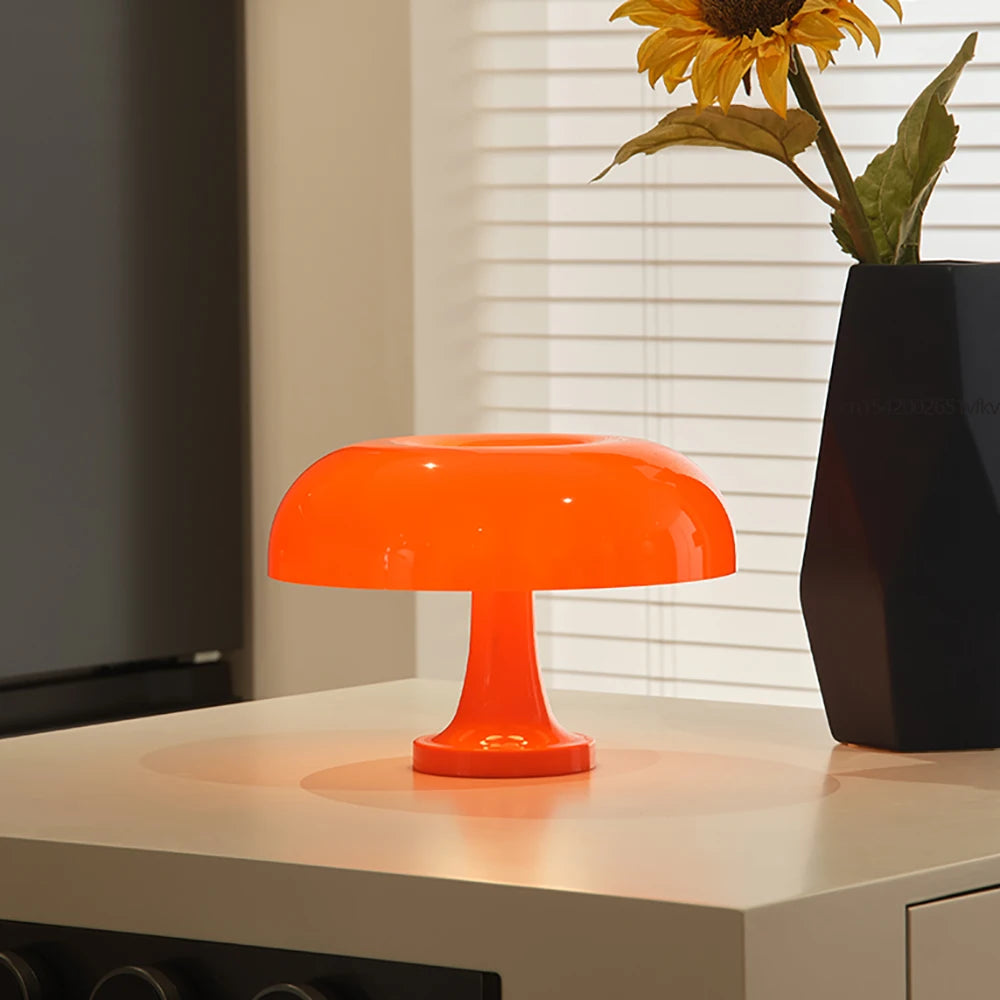 Mushroom table lamp with rounded shade, view 3 of 8