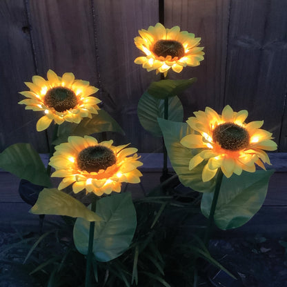 Elegant Solar-Powered Sunflowers Light Set
