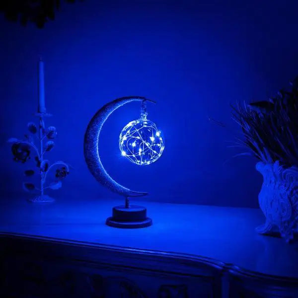 Moon lamp with textured lunar surface, view 6 of 7