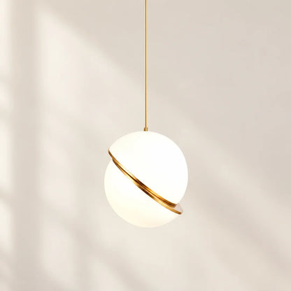 Banyue sliced-globe pendant with brass-tone band