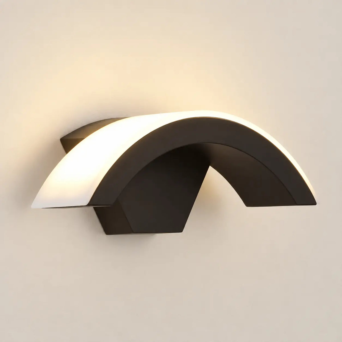 Lunara arc wall light on plain wall