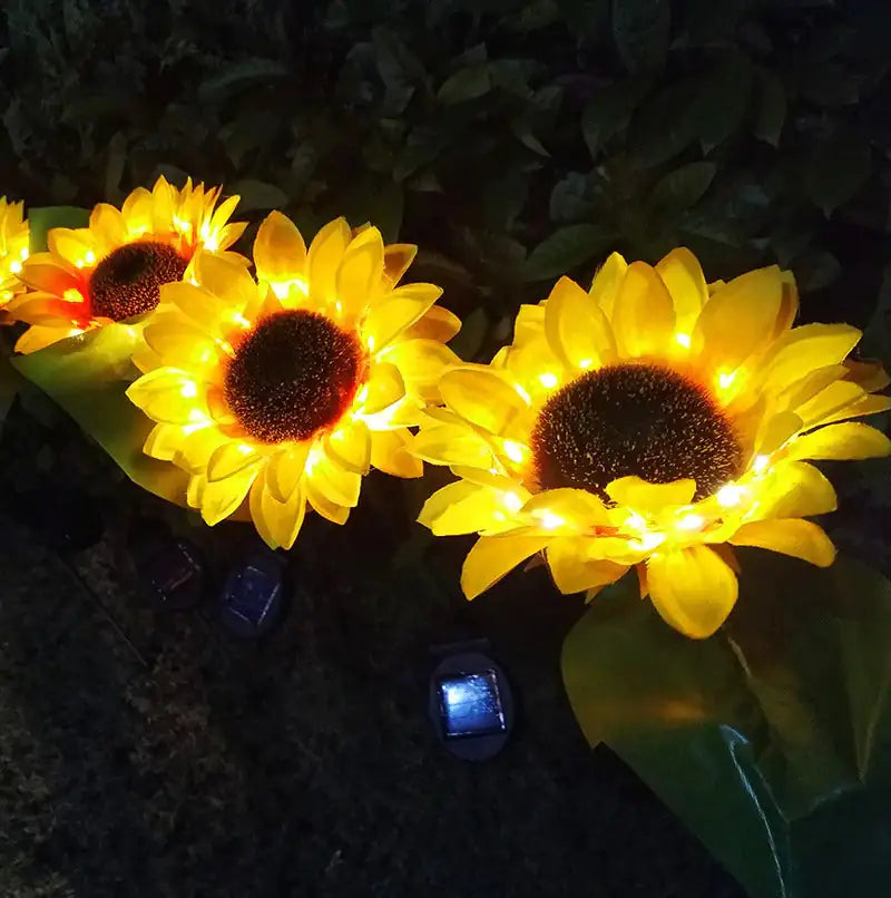 Elegant Solar-Powered Sunflowers Light Set