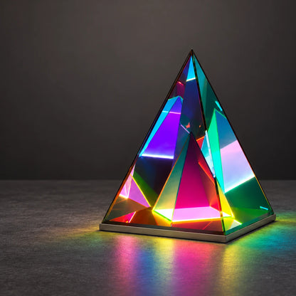 Samgara pyramid accent lamp on dark surface