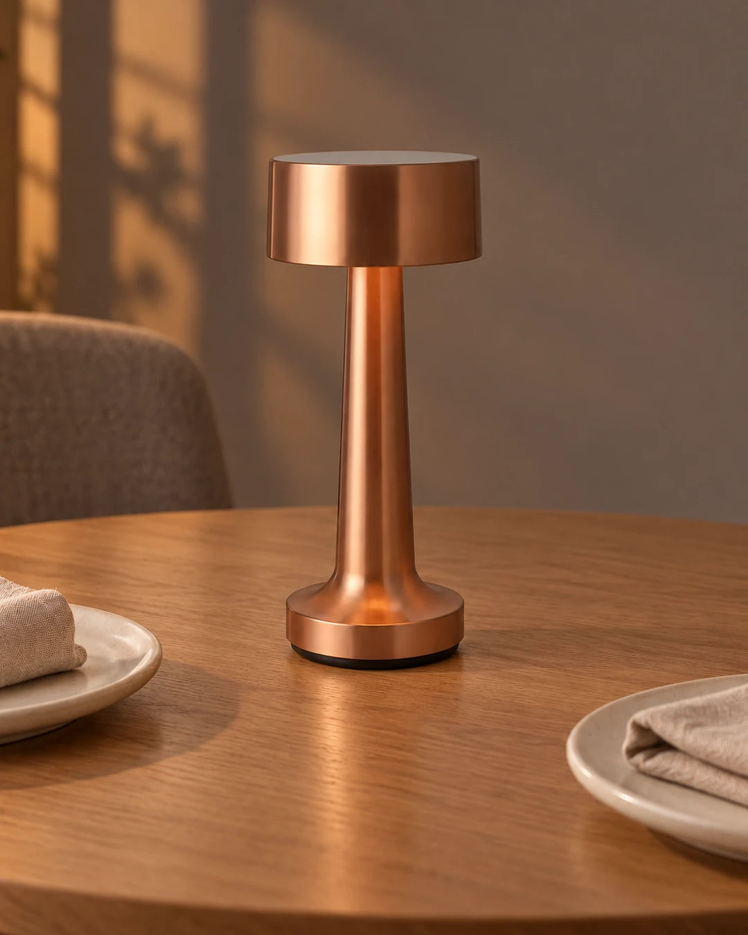 Yuzora Bronze-Tone Table Lamp, evening dining view