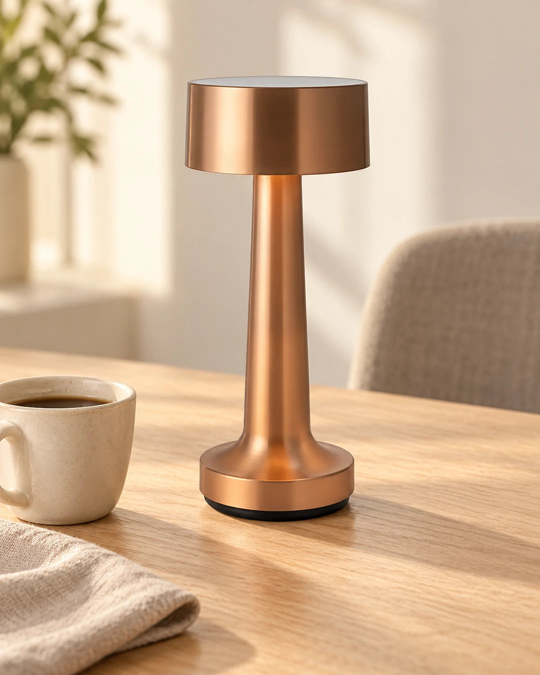 Yuzora Bronze-Tone Table Lamp, morning table view