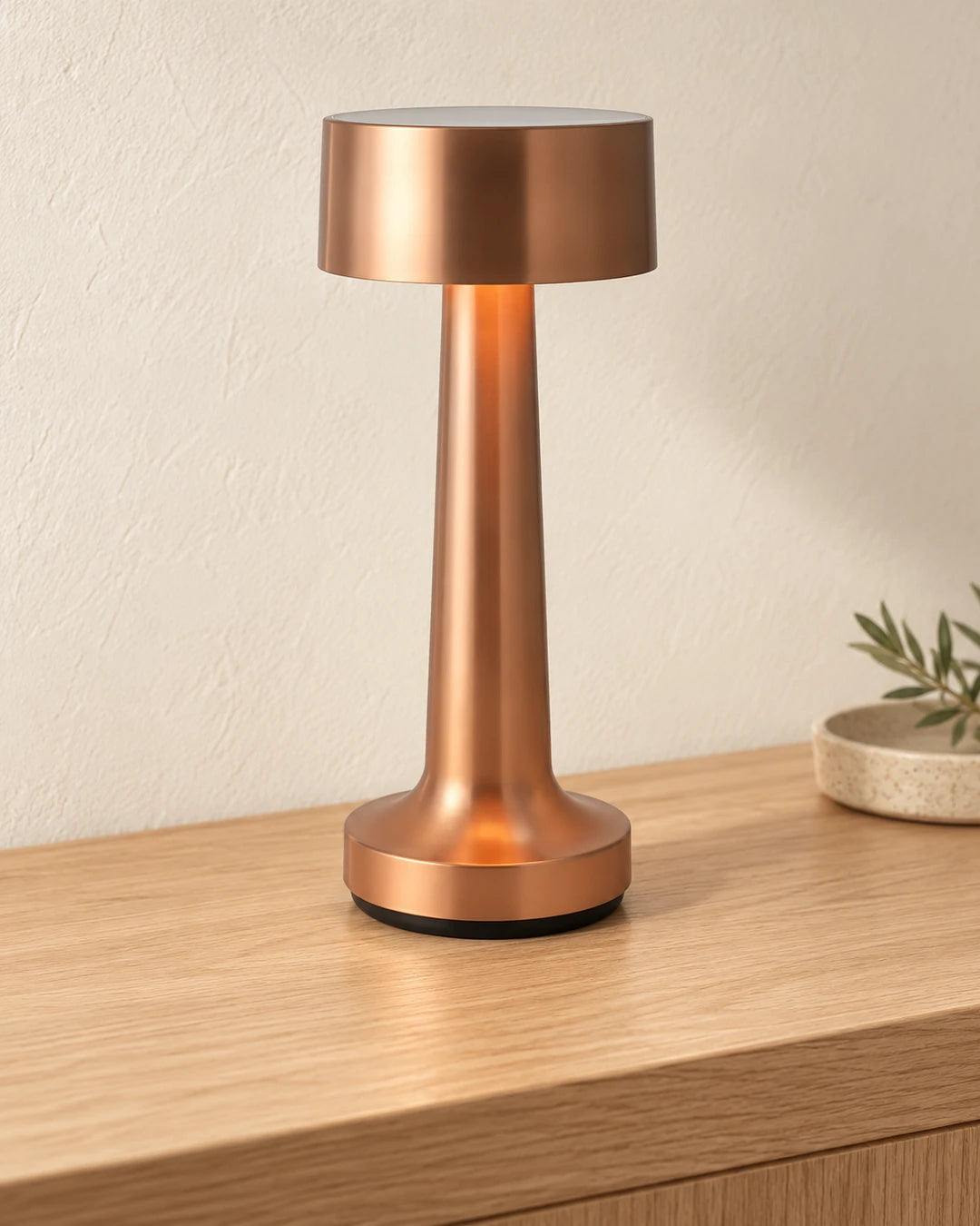 Yuzora table lamp on a console as a host gift accent