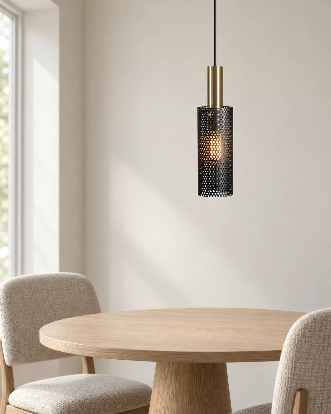 Zhulan black pendant over dining table