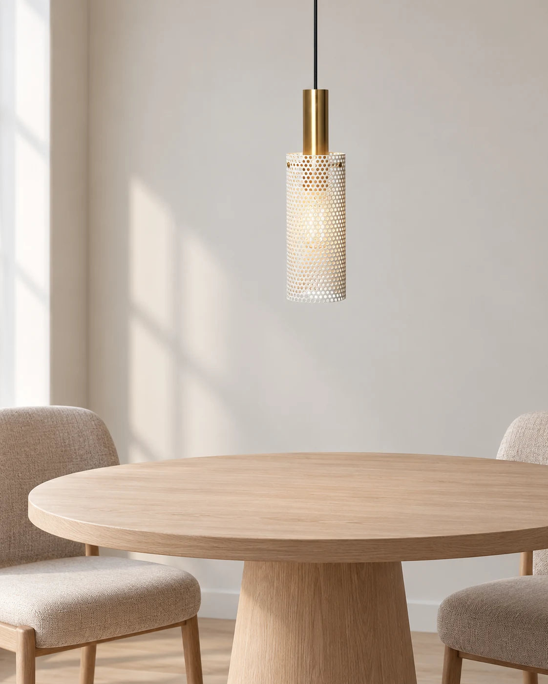 Zhulan white pendant light over a dining table