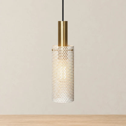 Zhulan slim cylinder pendant in white with brass-tone cap
